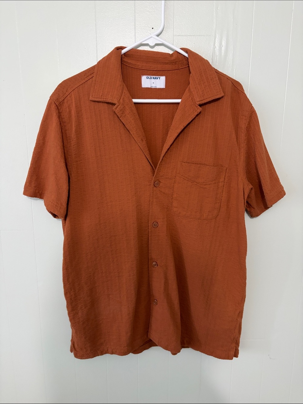 Old Navy Men's Short-Sleeve Button-Down Shirt - Rust Orange